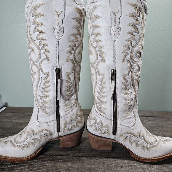 Durango Womens Crush Embroidered Leather Western Boots White Brown Size 9M - Picture 5 of 16